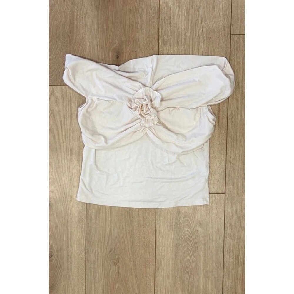 Reformation Cream Off Shoulder Rosette Top Size M